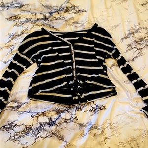 Black and white striped long sleeve shirt